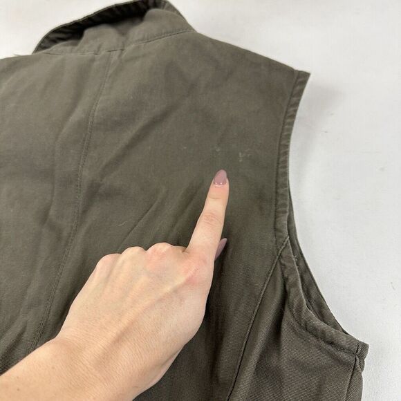 American Rag Army Green Full Zip Utility Vest Drawstring Waist 100% Cotton Sz S - Picture 5 of 12